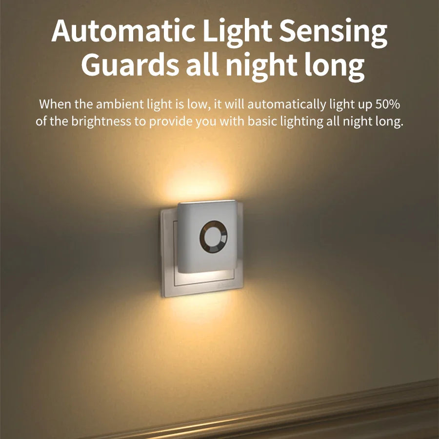 Night Light Plastic 3.0 m Motion Sensor Warm White Hallway Bedroom Plug In LED Wall Lamp Automatic Radar Safety Light | Thomler
