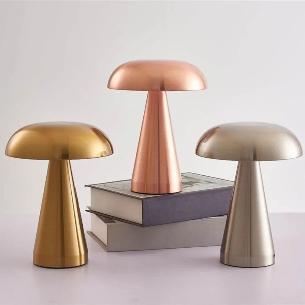 Table Lamp Metal 8 in LED Wireless Mushroom Nightlight Warm Neutral Cool Light | Thomler