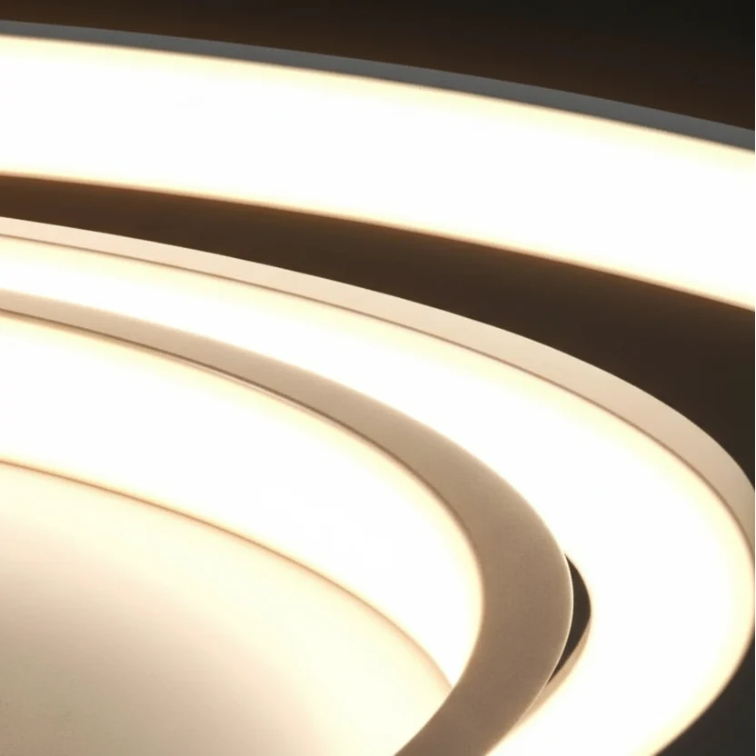 Modern LED Ring Flush Mount Ceiling Fixture – Adjustable Brightness Metal & Acrylic Light for Living Room, Bedroom, Kitchen | Thomler