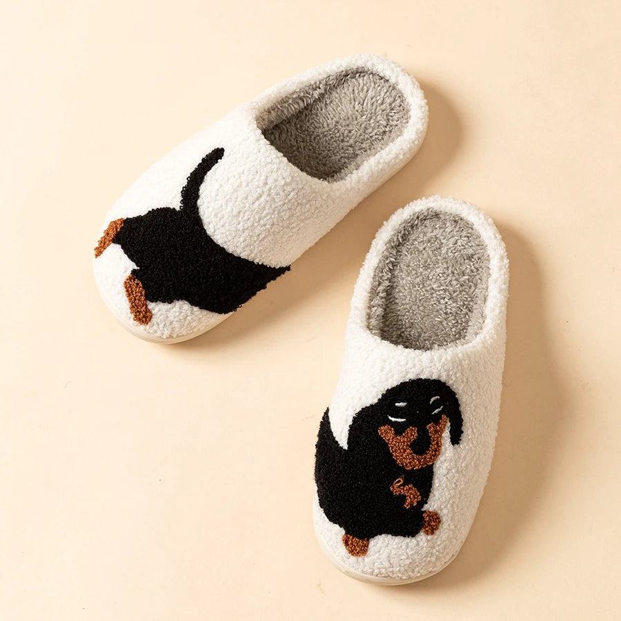 Dachshund Dog Slippers for Women – Plush Indoor House Shoes with Anti-Slip Sole for Bedroom & Living Room | Thomler