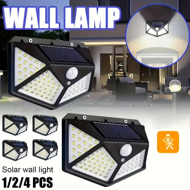 Motion-Activated Solar Security Light with 100 LEDs for Outdoor Walls | Thomler