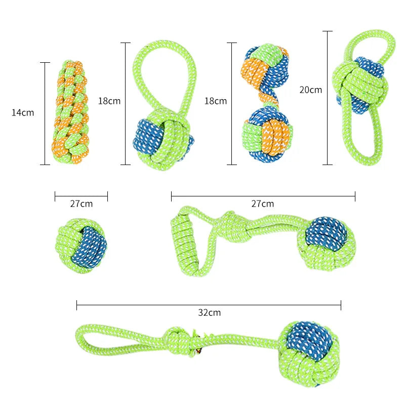 Cotton Rope Dog Chew Toys – Interactive Tug Balls for Puppies & Dogs – Dental Cleaning Play Set for Small to Medium Pets | Thomler