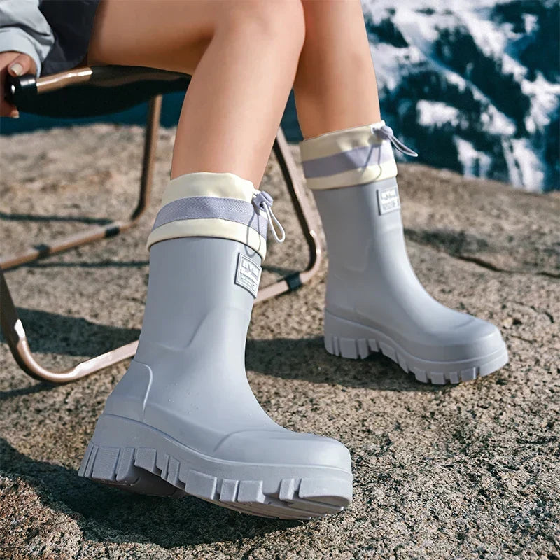 Women's Waterproof Rain Boots with Non-Slip Sole – Vintage-Inspired Rubber Boots for Fall & Winter, Mid-Calf & Tall Styles | Thomler