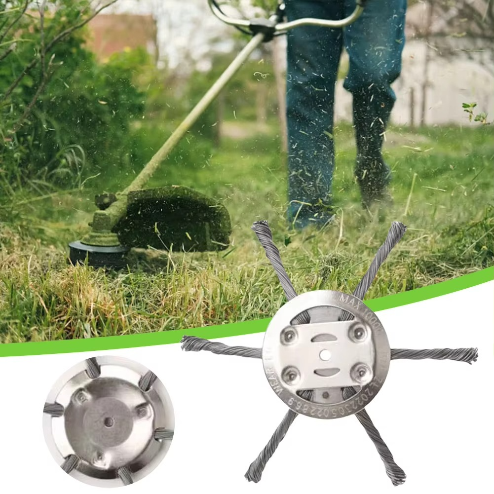 Steel Wire Brush Trimmer Attachment for String Trimmers – Heavy-Duty Weed & Rust Removal Head for Lawn, Patio & Surface Cleaning | Thomler