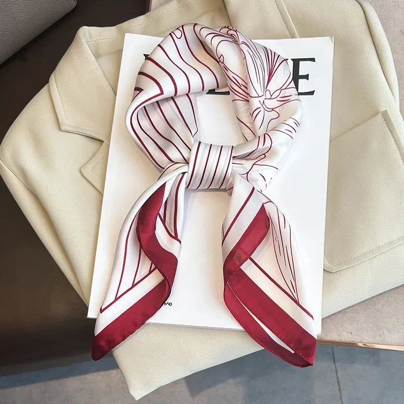 Silky Equestrian Print Square Scarf 27.5×27.5 in – Satin Neck Wrap Hair Tie Headband for Women | Thomler