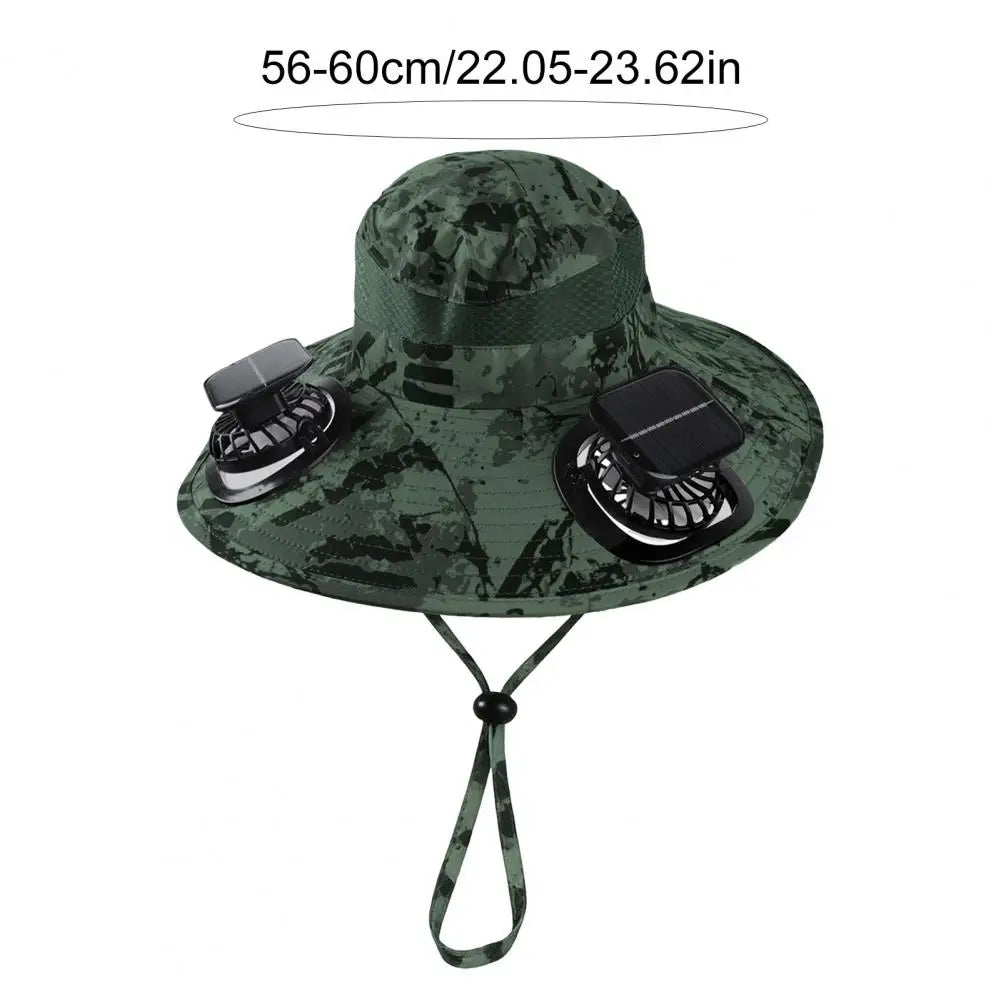 Solar-Powered Fan Hat with Wide Brim for Hiking, Fishing & Outdoor Adventures | Thomler