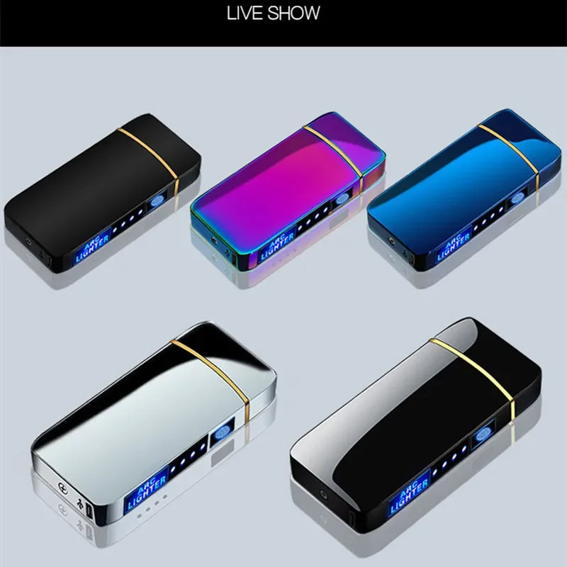 Rechargeable Dual-Arc Plasma Lighter with Touch Sensor & LED Display for Candles, Pipes & Outdoor Use | Thomler