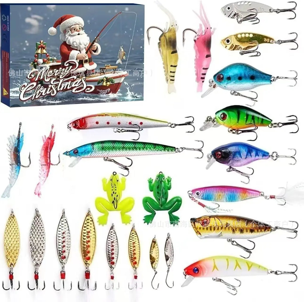 Fishing Lure Advent Calendar 24 Days – Tackle Gift Set for Bass & Trout Anglers Christmas Countdown 2025 | Thomler
