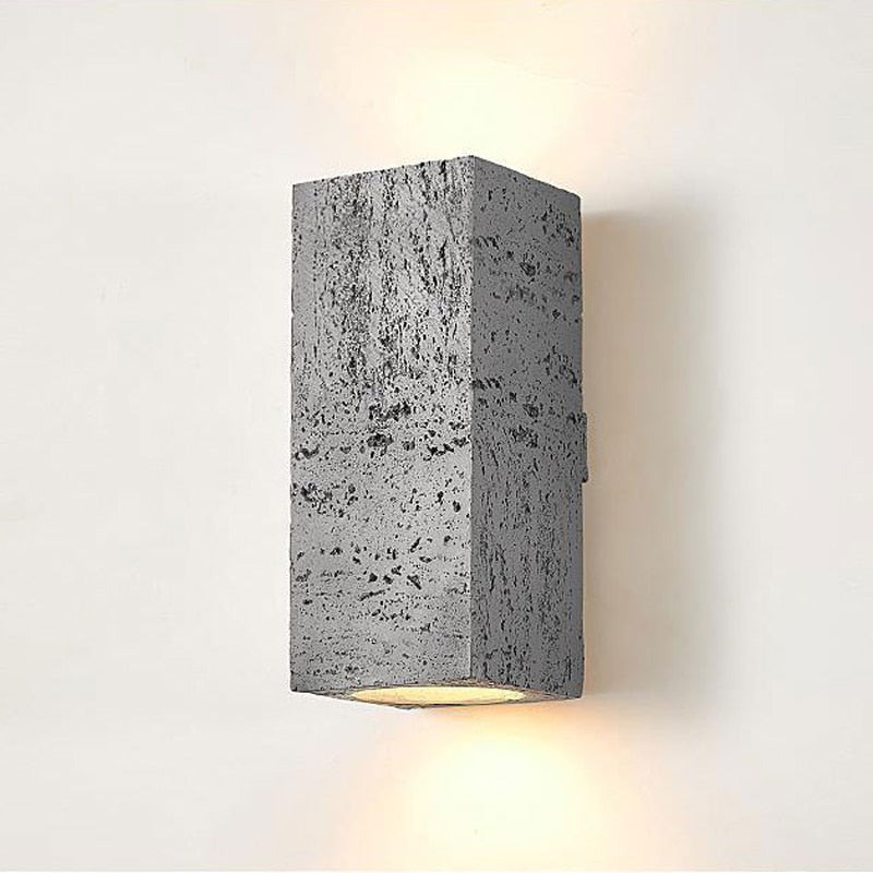 Wall Lamp Cement Composite Rectangle Warm Up Down Living Room Bedroom Japandi Ambient Lighting Fixture | Thomler