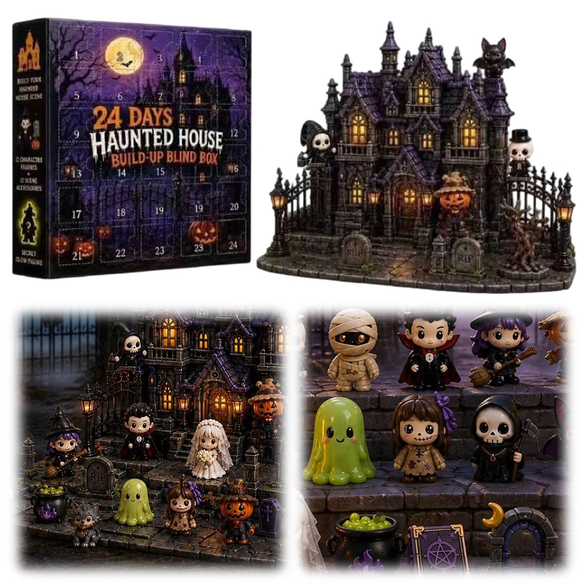 24 Dagen Halloween Countdown Kalender Spookhuis Griezelige Verzamelbare Minifiguren Verrassings Cadeaudoos