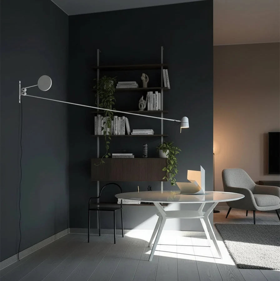 Adjustable Wall-Mount Reading Lamp with Swing Arm & 360° Shade – Metal Directional Task Light for Bedroom, Office & Living Room | Thomler
