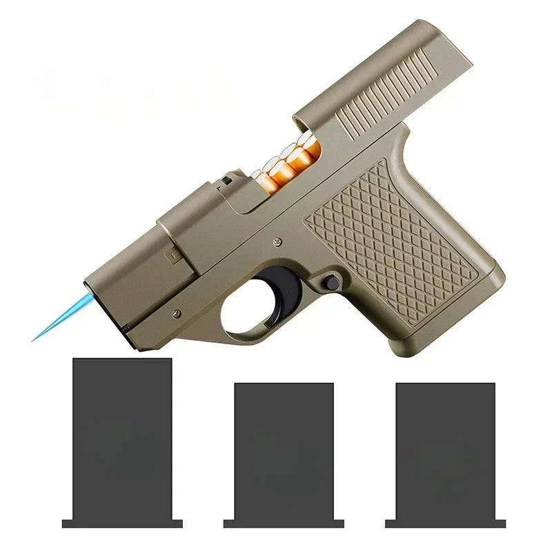 Pistol Windproof Butane Lighter with Hidden Compartment for Keys, Cash & Valuables | Refillable Torch Flame | Collectible Novelty Design | Thomler