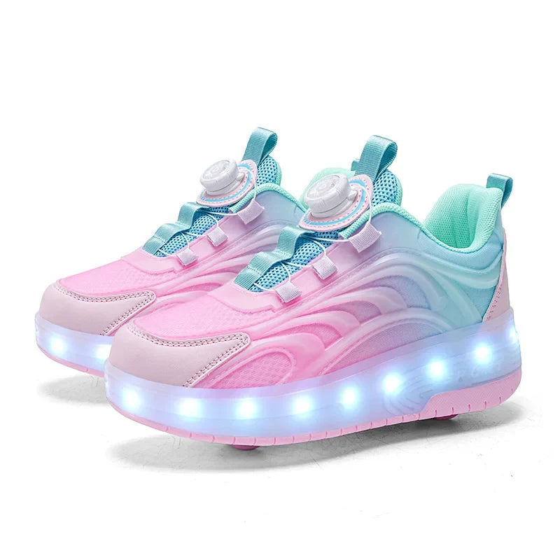 Kids Light-Up Roller Skate Shoes with USB Rechargeable LED Wheels | Rolling Sneakers for Boys & Girls | Outdoor Recreation & Active Play | Thomler