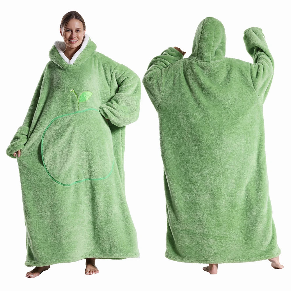 Oversized Wearable Blanket Hoodie with Sleeves – Plush Sherpa-Lined Loungewear for Adults – Cozy TV Throw Wrap for Home Relaxation, Winter | Thomler