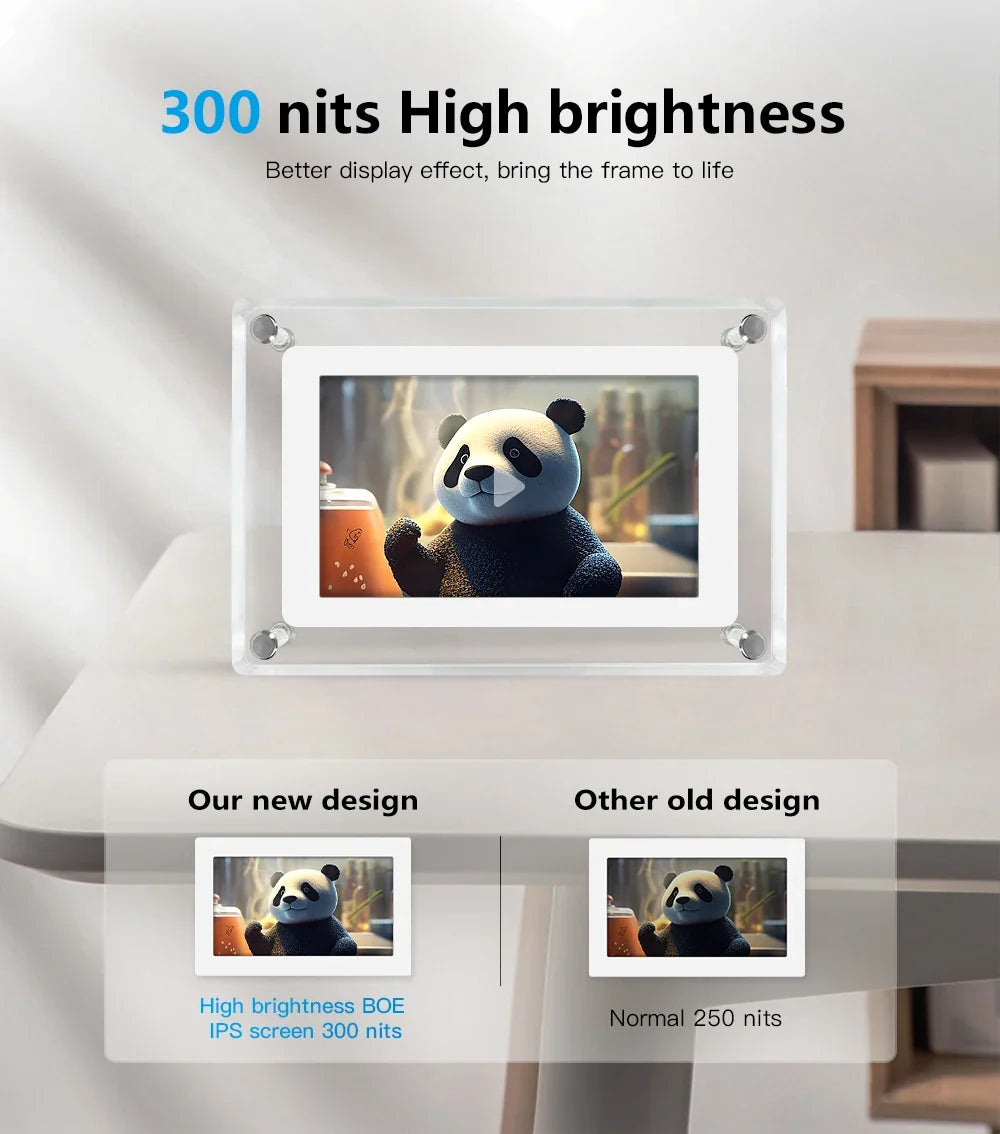 5-Inch IPS Digital Picture Frame with Rechargeable Battery | Tabletop Photo & Video Display for Desk & Home | HD Media Player with USB & | Thomler