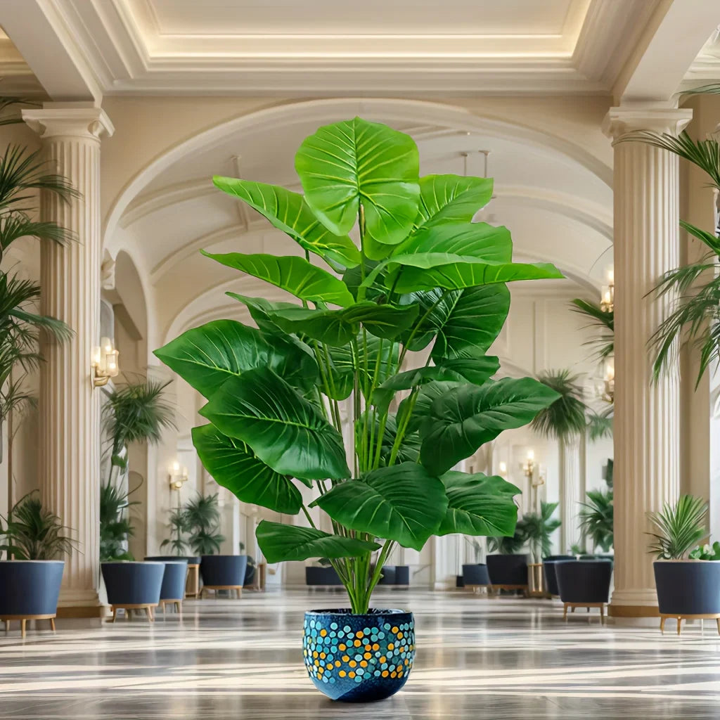 Artificial Plant Plastic 100.0 cm Green Indoor Outdoor Taro Palm Floor Decor Broad Leaf Tropical Display | Thomler