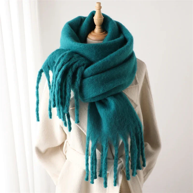 Oversized Pashmina Wrap with Fringe Detail for Women – Plush Viscose Blend Cold Weather Accessory | Thomler