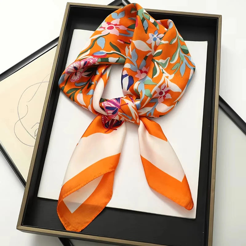 Silky Square Neck Scarf for Women – Multi-Wear Accessory – Hair Tie, Headwrap, Satin Bandana – Versatile Fashion Accent | Thomler