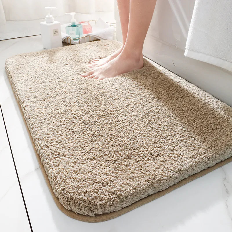 Bath Mat Microfiber 40.0 cm x 60.0 cm Grey Non Slip Bathroom Shower Absorbent Floor Rug | Thomler