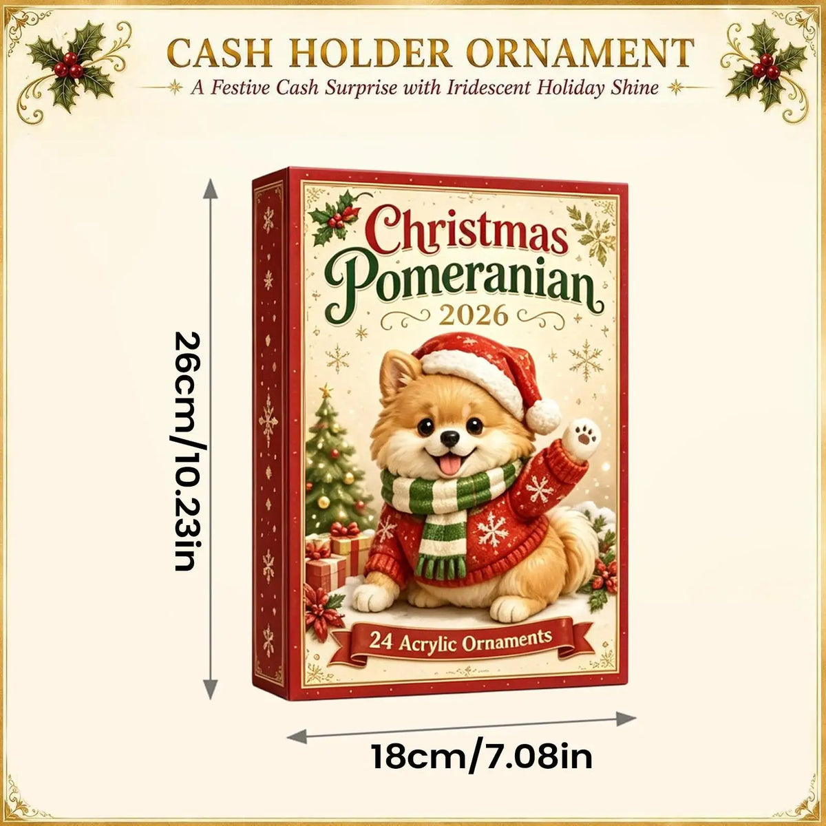 Christmas Countdown Calendar for Dog Lovers – 24-Day Advent Display with Puppy Ornament Hangers for Holiday Tree & Wall Decoration | Thomler