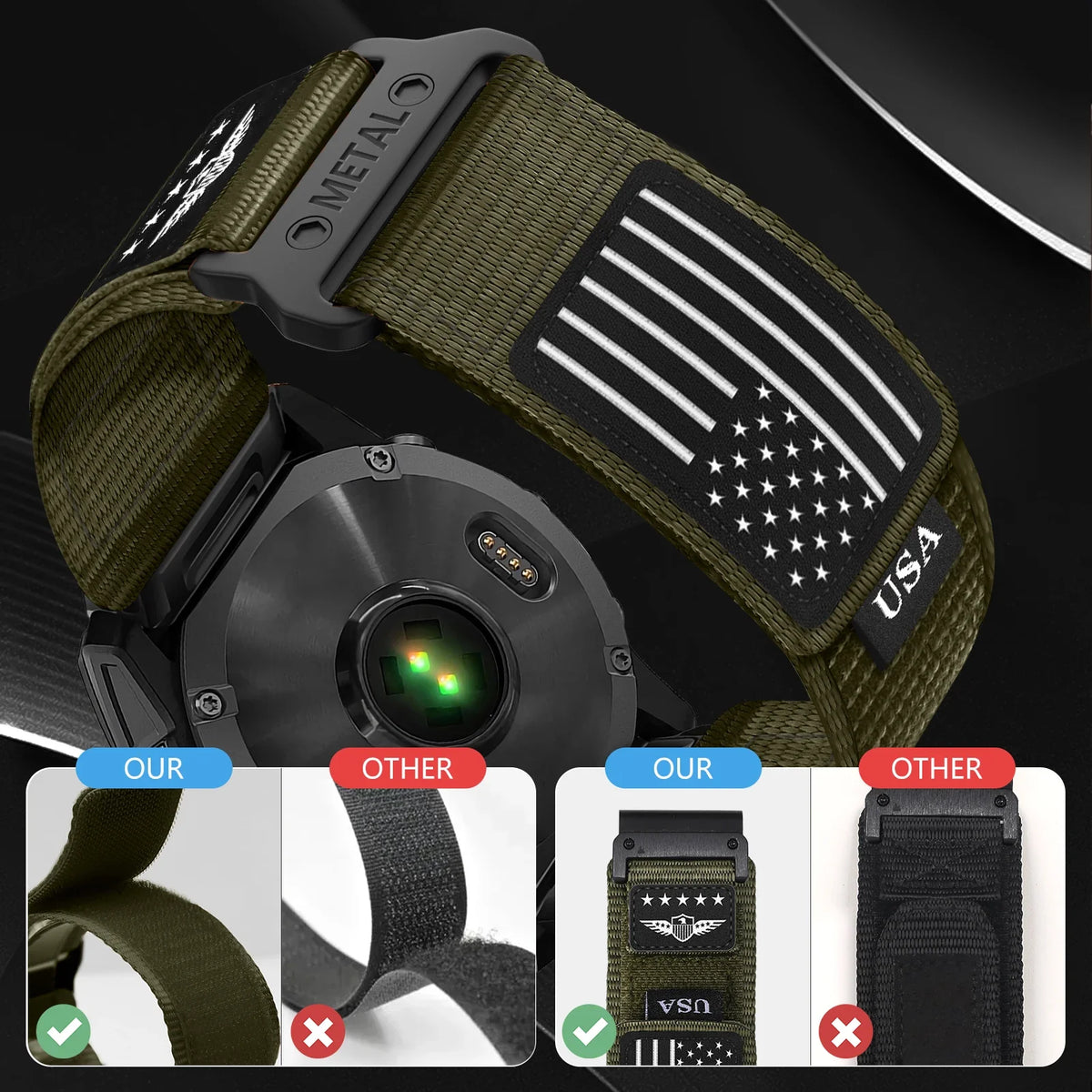 QuickFit Woven Nylon Watch Band for Garmin Fenix – Adjustable Tactical Fitness Strap for Running, Hiking & Everyday Wear | Thomler