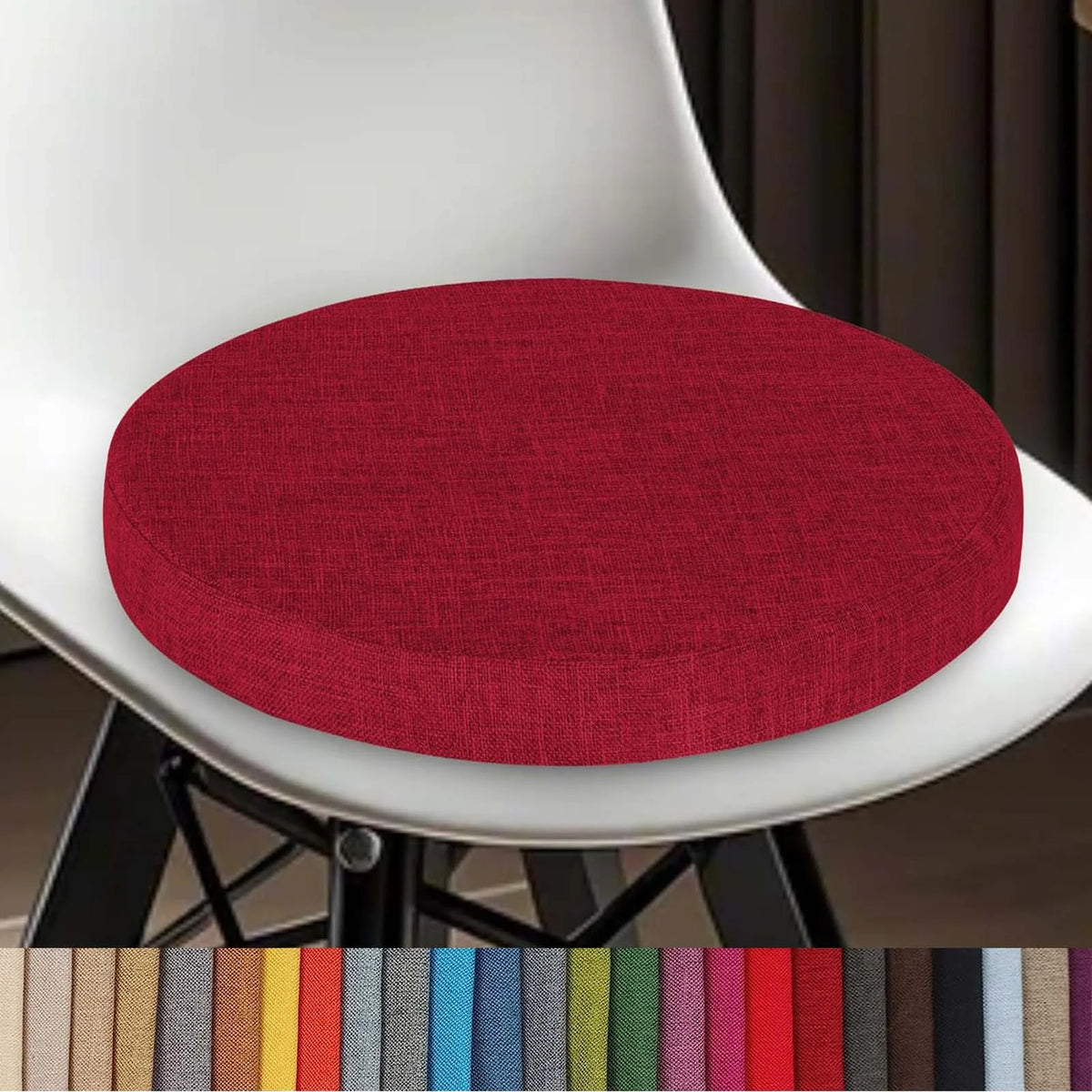 Round Seat Pad with Zipper – Machine-Washable Cotton-Blend Stool Cushion for Kitchen, Dining, Bar & Office Chairs | Thomler