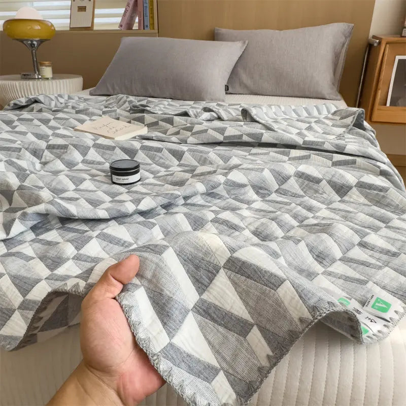 Triple-Layer Breathable Throw Blanket – 100% Pure Cotton Gauze Weave for Couch, Bed & Travel – Year-Round Comfort | Thomler