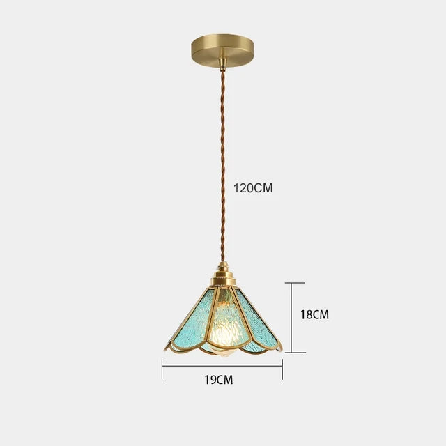 Pendant Light Stained Glass 19.0 cm Copper Tiffany Style Dining Room Kitchen Hanging Ceiling Lamp | Thomler