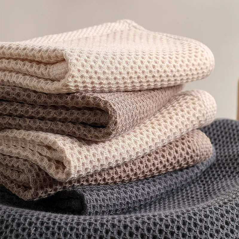 Towel Set Cotton Honeycomb 6 Piece Neutral Kitchen Bathroom Quick Dry Hand Dish Cleaning Cloths | Thomler