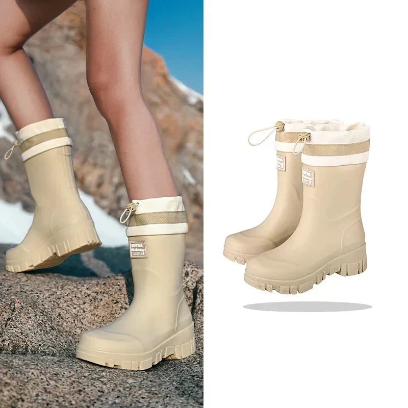 Women's Waterproof Rain Boots with Non-Slip Sole – Vintage-Inspired Rubber Boots for Fall & Winter, Mid-Calf & Tall Styles | Thomler