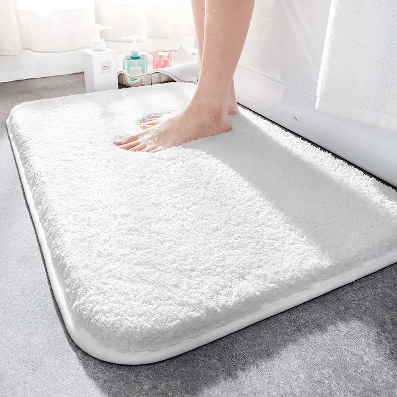 Bath Mat Microfiber 40.0 cm x 60.0 cm Grey Non Slip Bathroom Shower Absorbent Floor Rug | Thomler