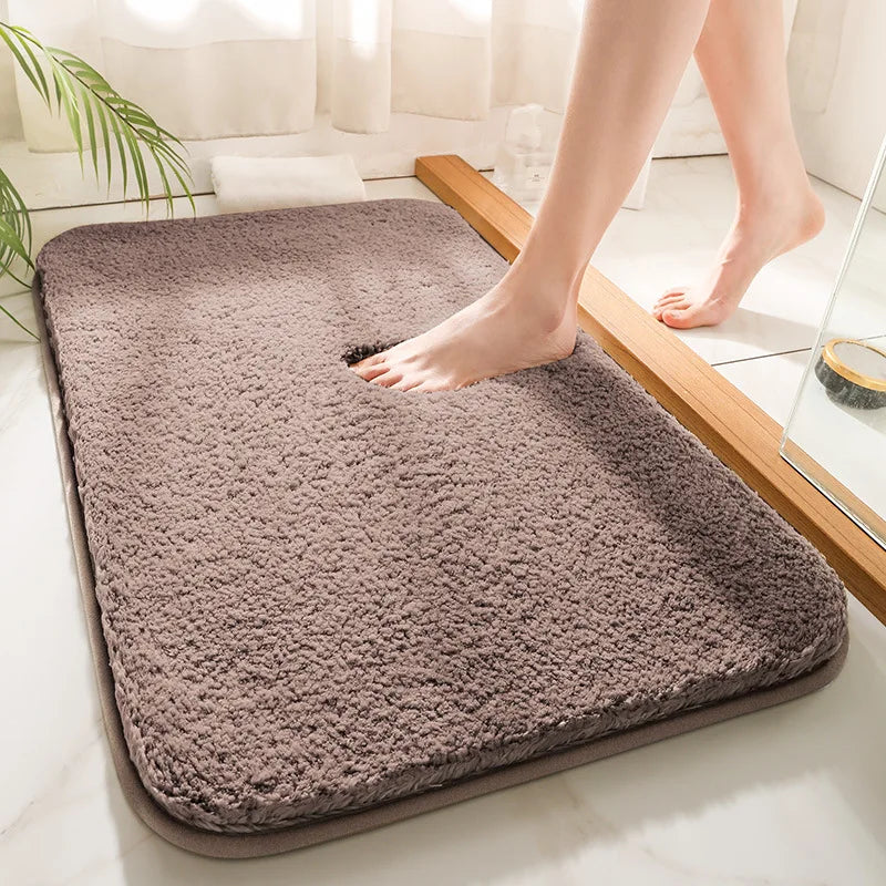 Bath Mat Microfiber 40.0 cm x 60.0 cm Grey Non Slip Bathroom Shower Absorbent Floor Rug | Thomler