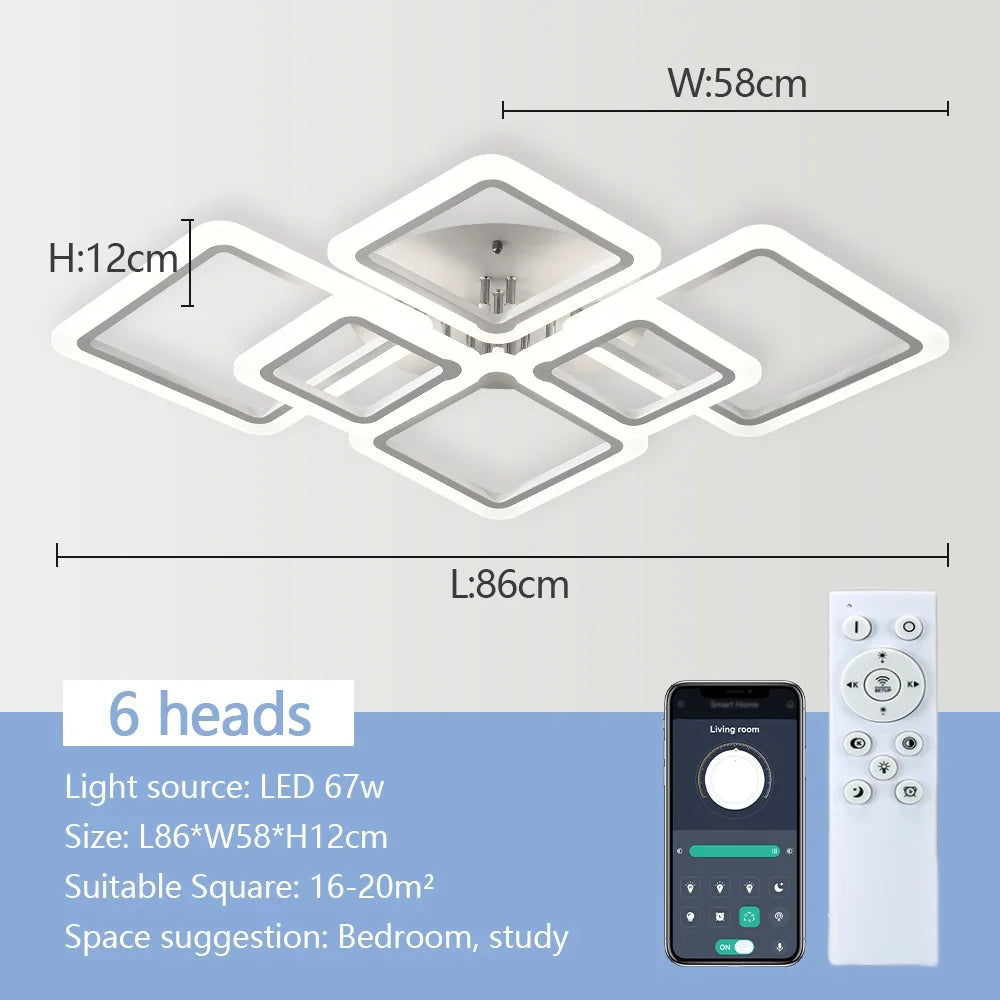 Ceiling Light Aluminium LED 128.0 cm White Dimmable Living Room Bedroom Modern Square Flush Mount Fixture | Thomler