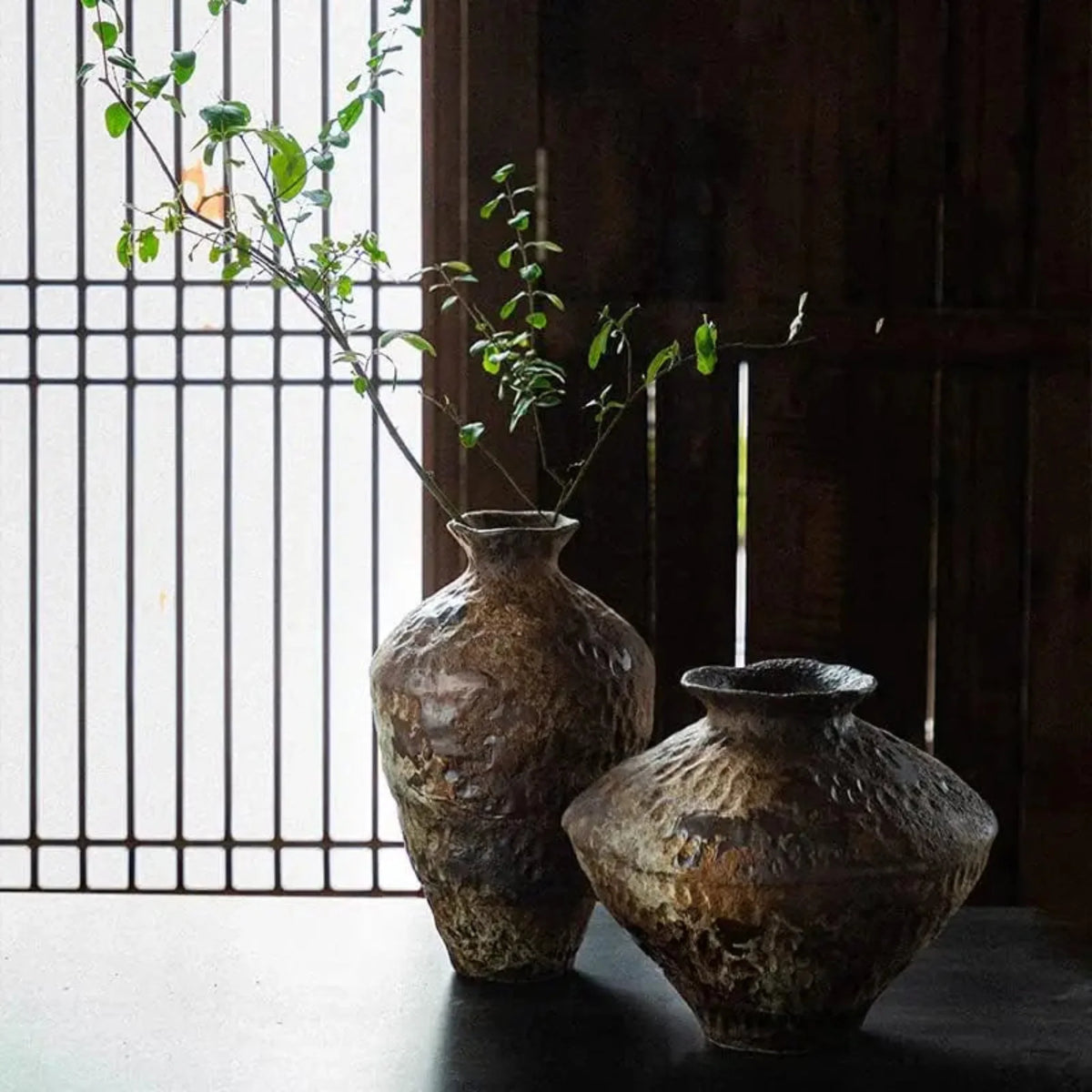 Handcrafted Stoneware Display Vase with Textured Matte Glaze for Living Room & Entryway Decor | Thomler