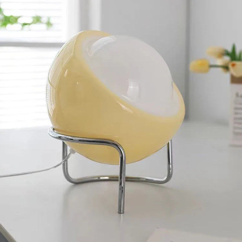 Table Lamp Glass Sphere 21.0 cm Orange Bedroom Bedside Ambient LED Lighting Retro Modern | Thomler