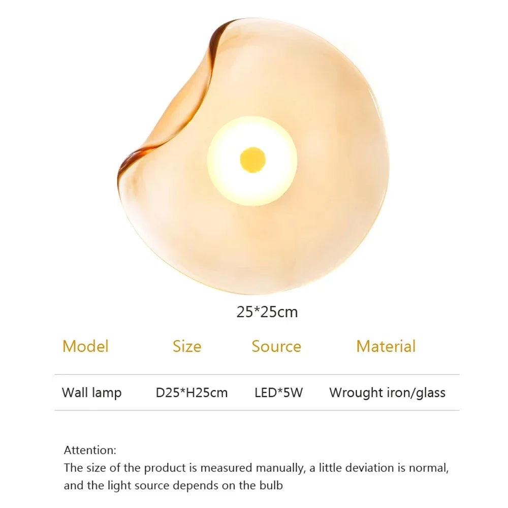 Modern Glass Wall Sconce LED Light Gray Blue Amber Finish for Bedroom Bathroom Kitchen Foyer Hallway Contemporary Lighting Fixture | Thomler