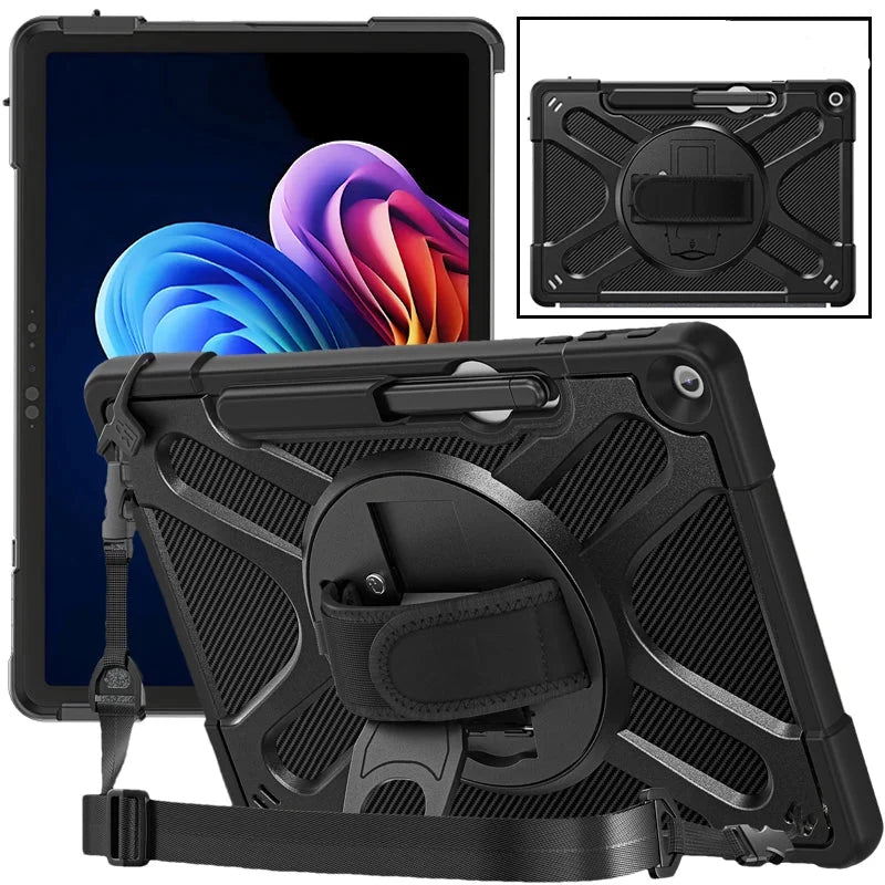Rotating Protective Case for Microsoft Surface Pro 12 with Hand Strap & Kickstand – Black or Clear | Thomler