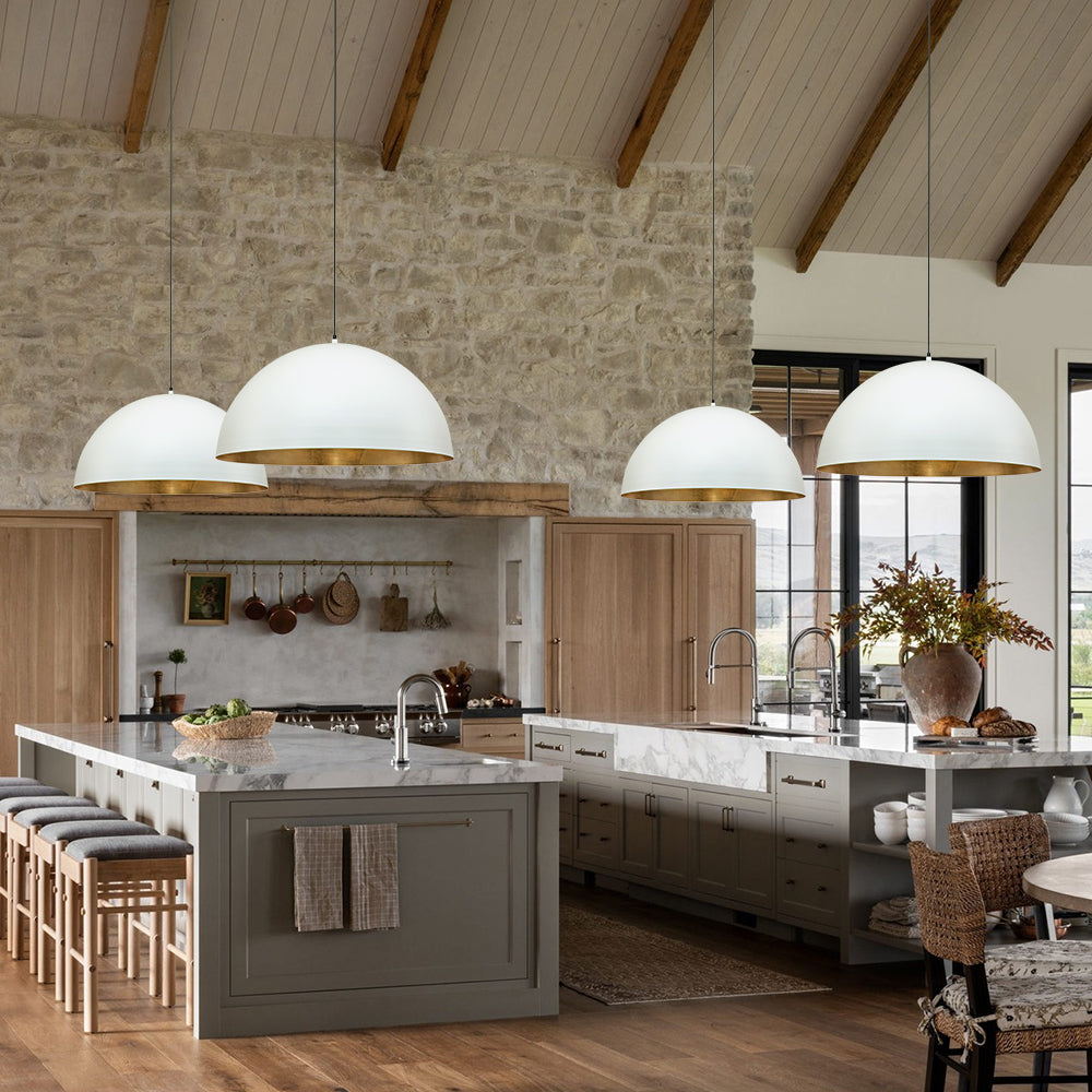 Statement Bowl Pendant Ceiling Light with Gold Interior – Adjustable Cable & Dimmable for Kitchen Island, Dining | Thomler
