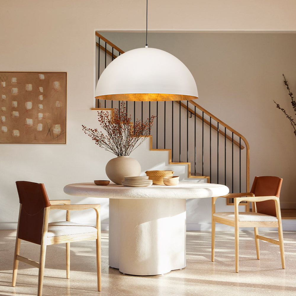 Statement Bowl Pendant Ceiling Light with Gold Interior – Adjustable Cable & Dimmable for Kitchen Island, Dining | Thomler