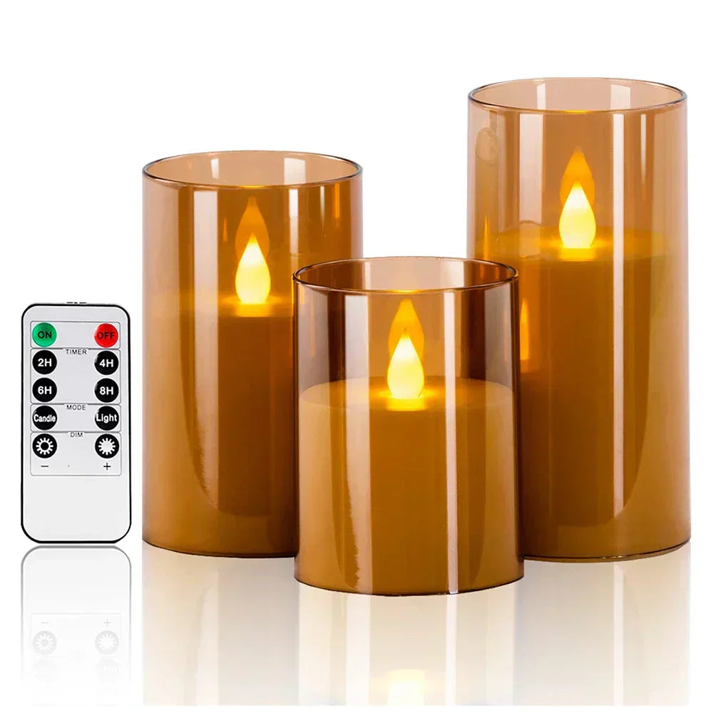 Flameless LED Candles with Flickering Light Effect, Remote Control Battery Operated Pillar Candles for Home Decor, Living Room, Bedroom | Thomler