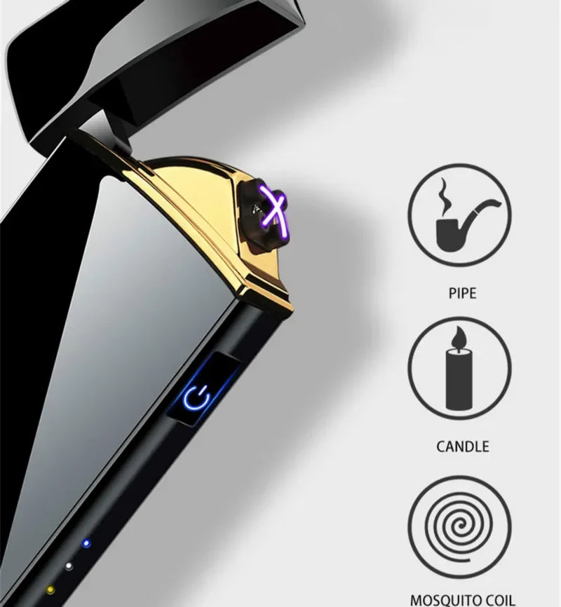 Rechargeable Dual-Arc Plasma Lighter with Touch Sensor & LED Display for Candles, Pipes & Outdoor Use | Thomler
