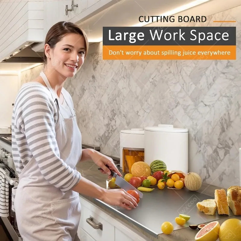 Professional Kitchen Prep Surface – Rustproof Metal Base with Etched Guidelines for Precise Portioning, Dishwasher Ready & Grip Footer for | Thomler