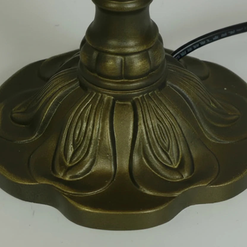 Stained Glass Desk Lamp with Resin Base – Decorative Art Nouveau Style Bedside Light | Thomler