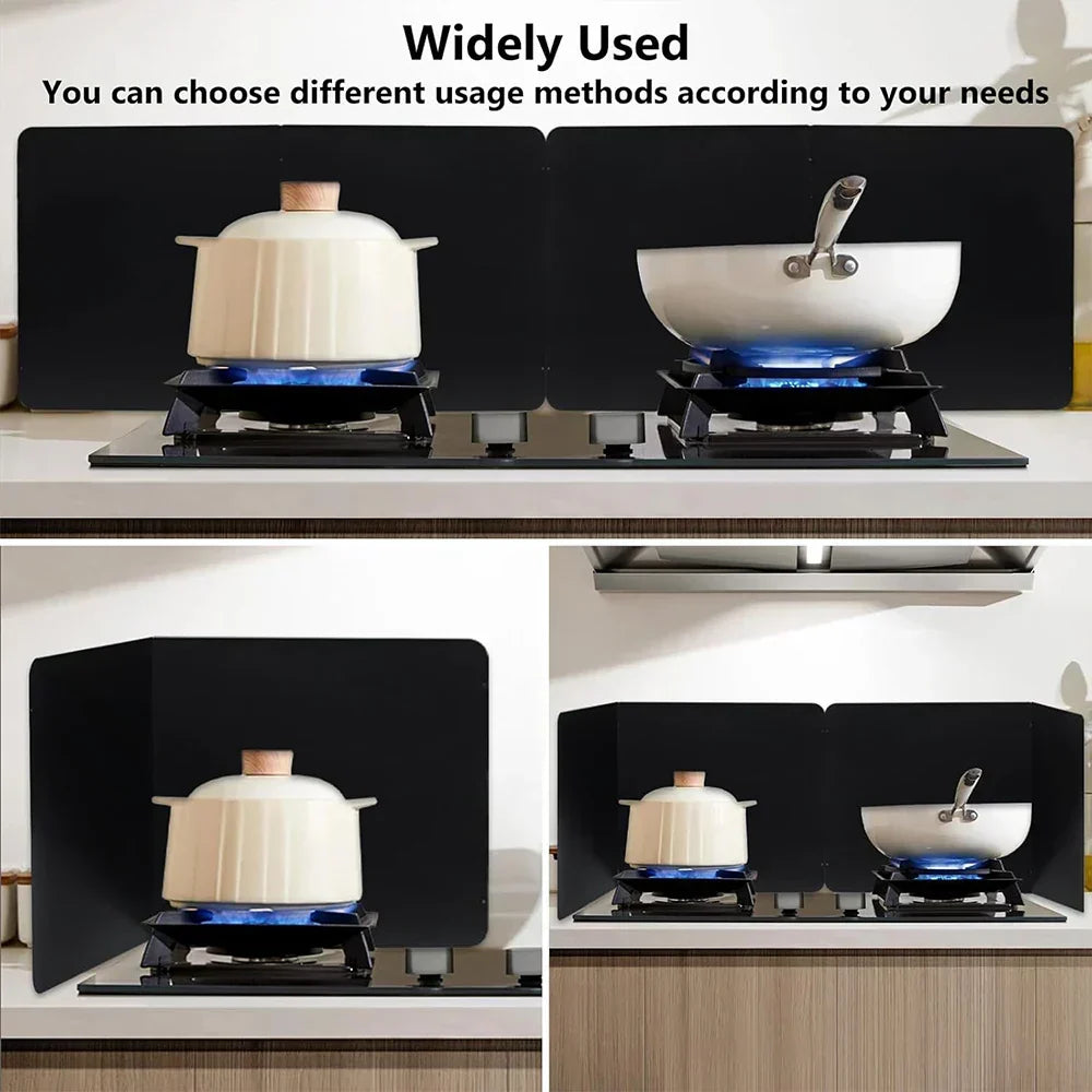 Stainless Steel Foldable Grease Splatter Guard 2-Panel Kitchen Stovetop Shield for Frying Cooking | Thomler