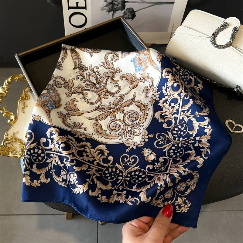 Printed Satin Square Neckerchief for Women 27.5×27.5 in Versatile Head Wrap Neck Tie Hair Ribbon Fashion Accessory | Thomler