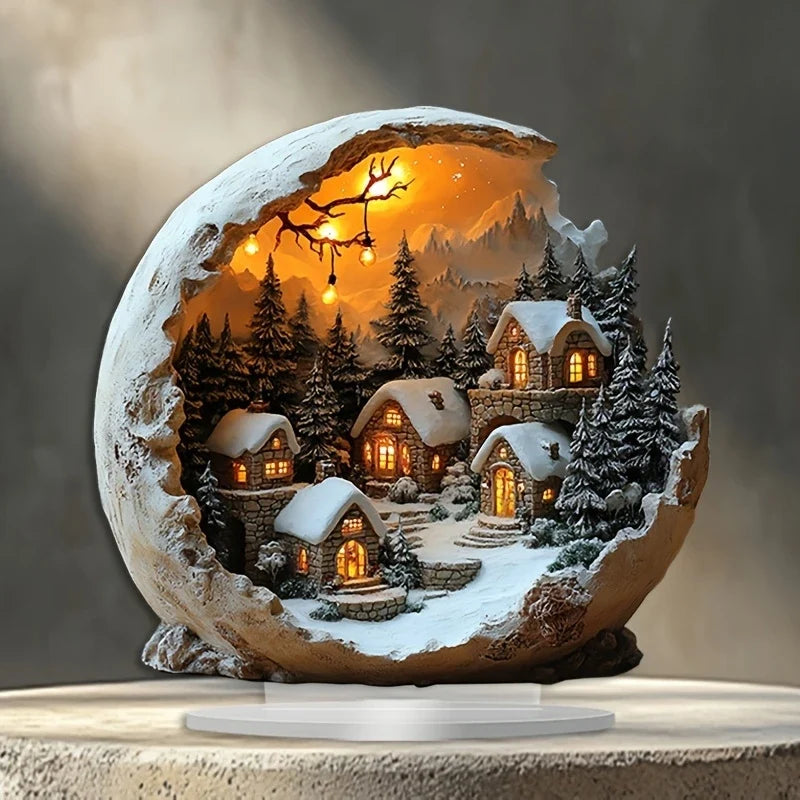 Acrylic Holiday Ornament Boho Tabletop Figure 9x8 Inch Decorative Centerpiece for Christmas Winter Mantle Shelf Bedroom Living Room Modern | Thomler