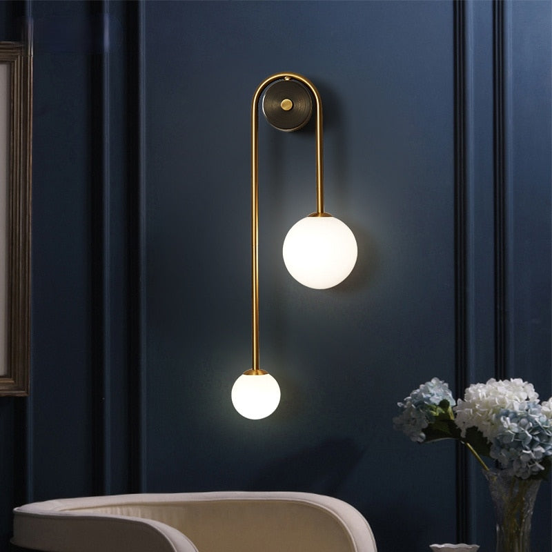 Glass Shade Wall Sconce Light with Brass-Finish Metal Frame for Hallway, Bedroom, Living Room & Bathroom Lighting | Thomler