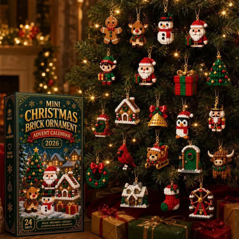 24-Day Christmas Countdown Building Block Advent Calendar with Surprise Ornaments for Holiday Tree Decorating | Thomler