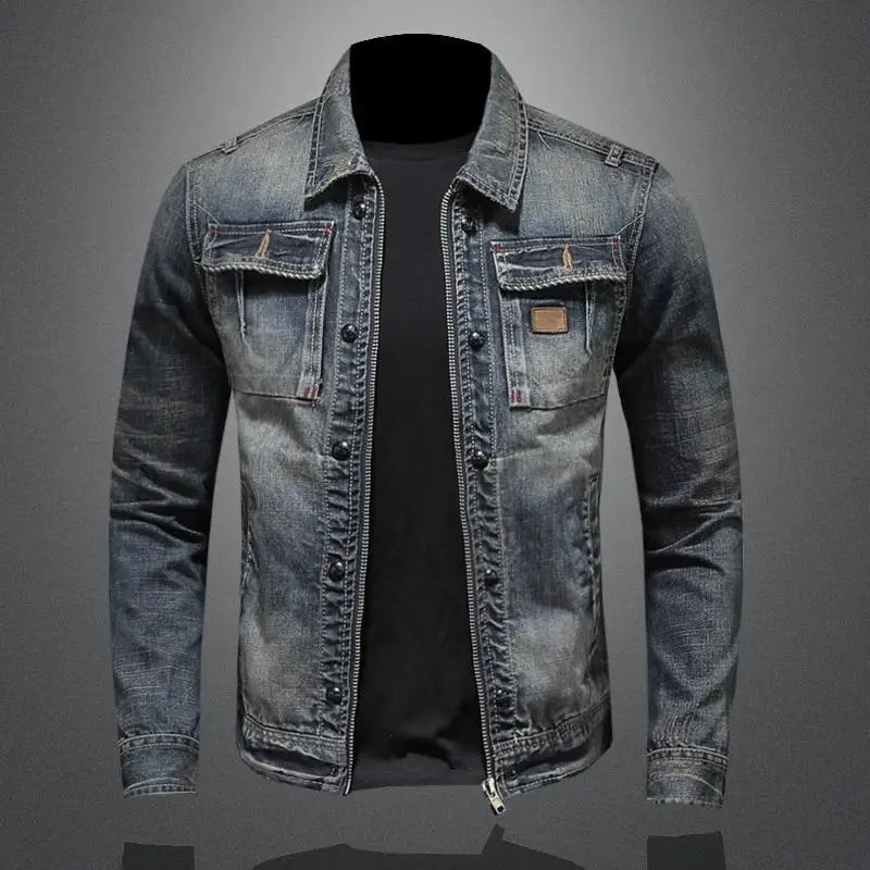 Classic Denim Jacket Vintage Style Gray Button-Front Outerwear Comfortable Everyday Casual Wear Retro Look Fall Spring Coat for Women & Men | Thomler