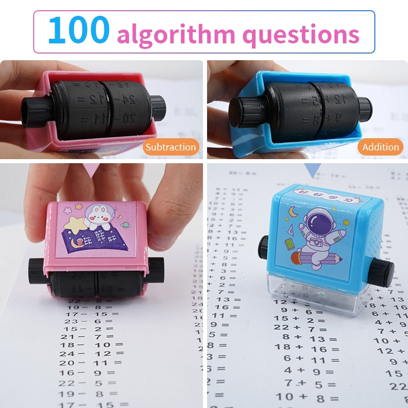Handheld Arithmetic Stamp Roller for Kids Elementary School Homework Practice & Learning | Thomler